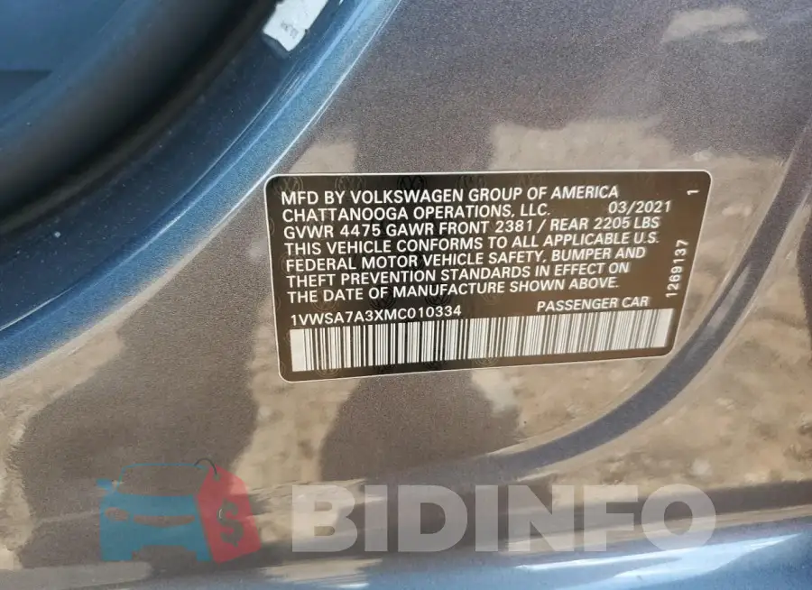 1VWSA7A3XMC010334 Photo# 13