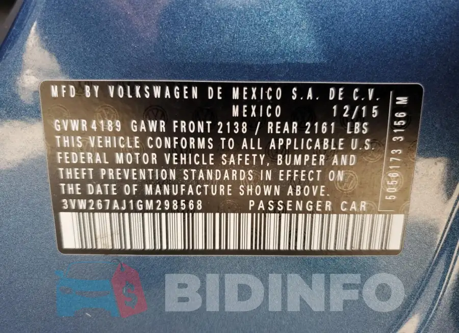 3VW267AJ1GM298568 Photo# 13