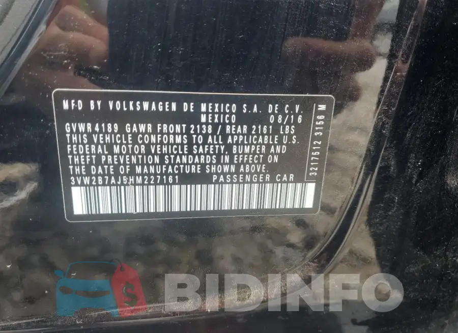 3VW2B7AJ5HM227161 Photo# 13