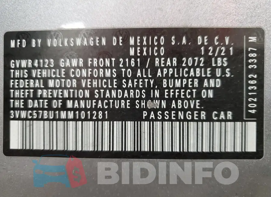 3VWC57BU1MM101281 Photo# 13