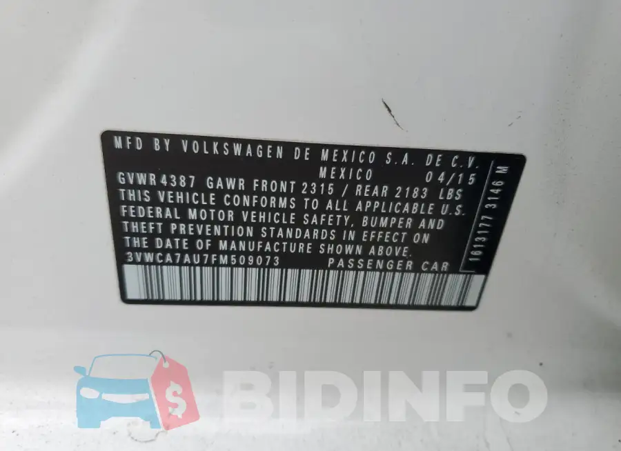 3VWCA7AU7FM509073 Photo# 12