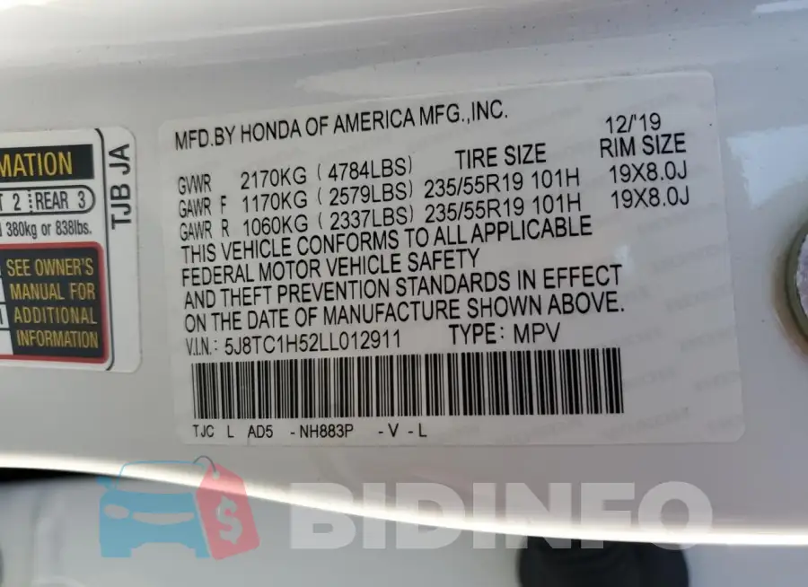 5J8TC1H52LL012911 Photo# 14