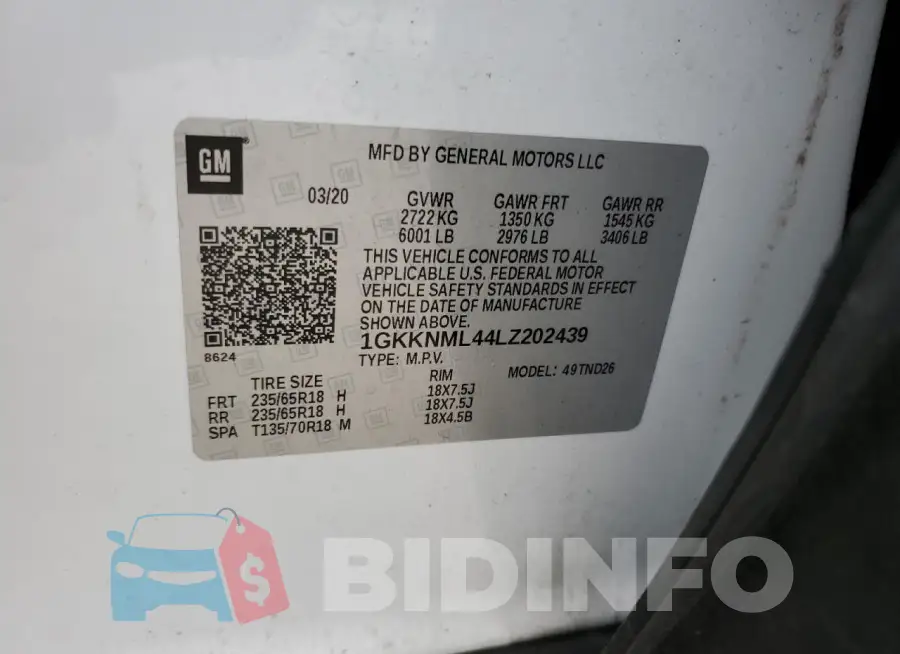 1GKKNML44LZ202439 Photo# 12