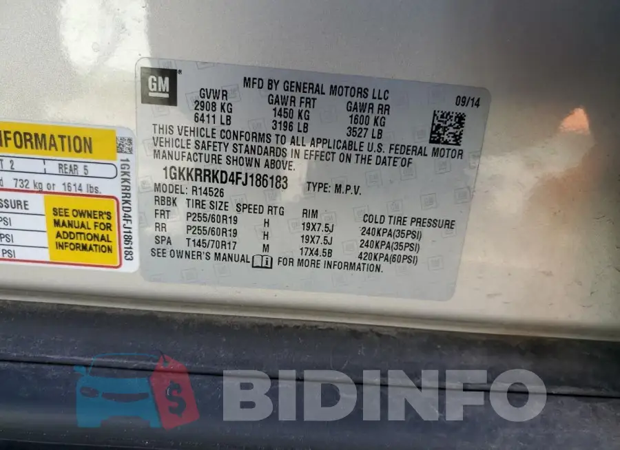 1GKKRRKD4FJ186183 Photo# 14