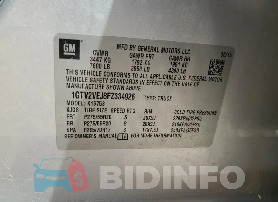 1GTV2VEJ8FZ334926 Photo# 12
