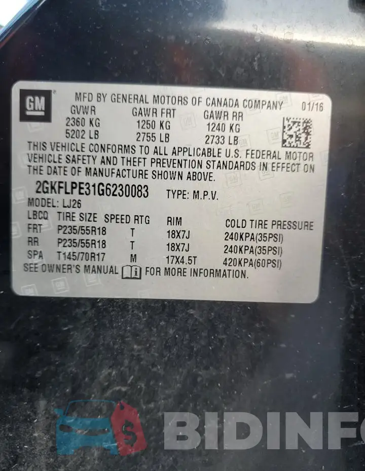 2GKFLPE31G6230083 Photo# 13