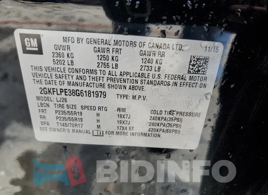 2GKFLPE38G6181979 Photo# 13
