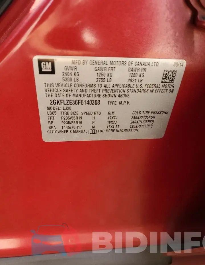 2GKFLZE36F6140308 Photo# 13