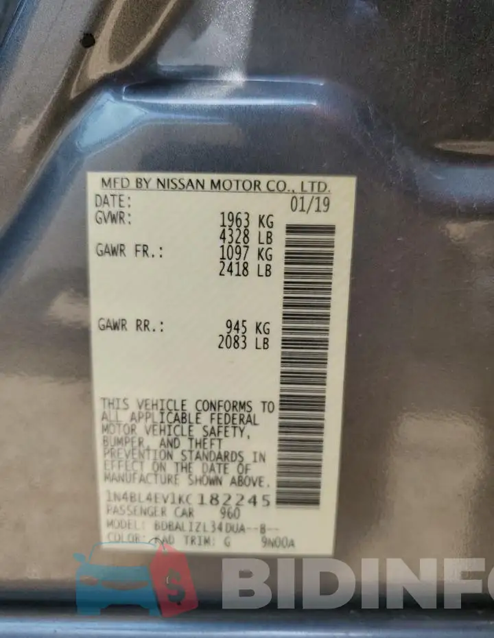1N4BL4EV1KC182245 Photo# 12