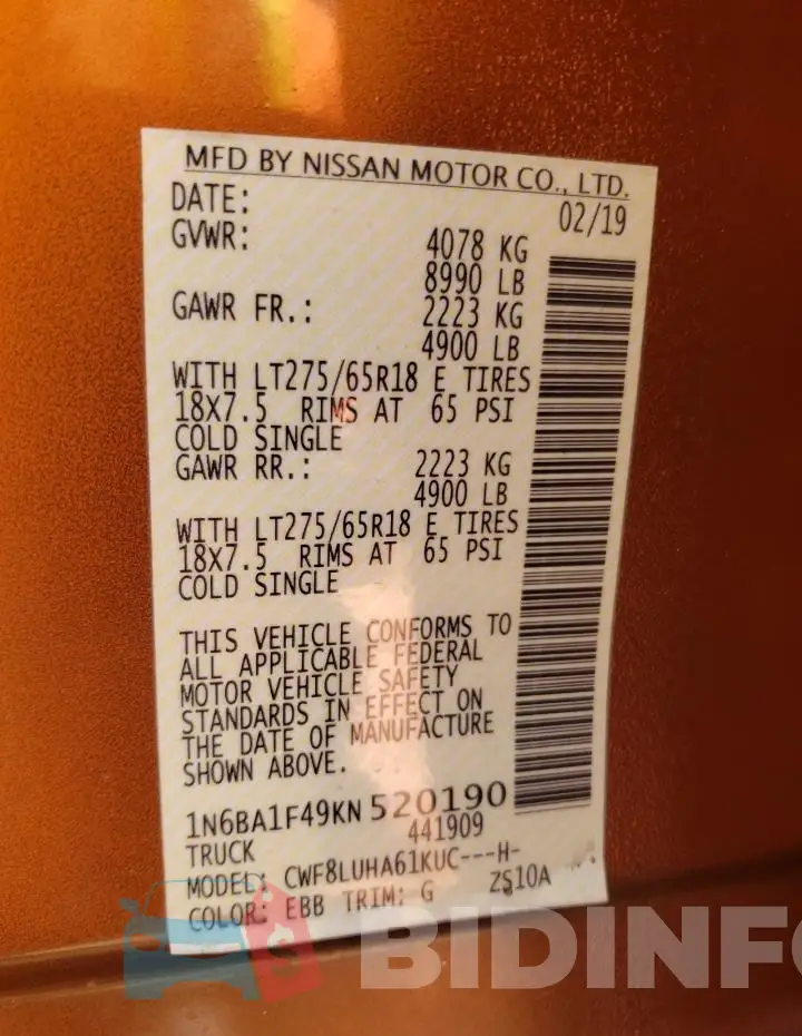 1N6BA1F49KN520190 Photo# 13