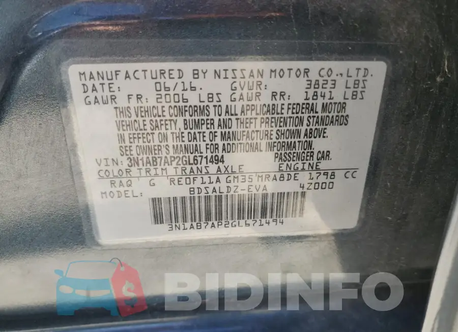 3N1AB7AP2GL671494 Photo# 12