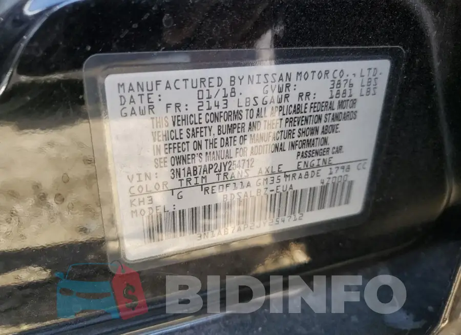 3N1AB7AP2JY254712 Photo# 12