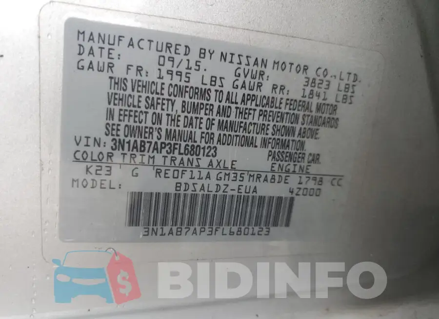 3N1AB7AP3FL680123 Photo# 12