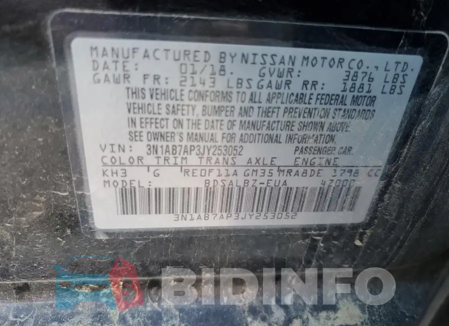 3N1AB7AP3JY253052 Photo# 13