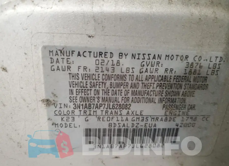 3N1AB7AP7JL628082 Photo# 13