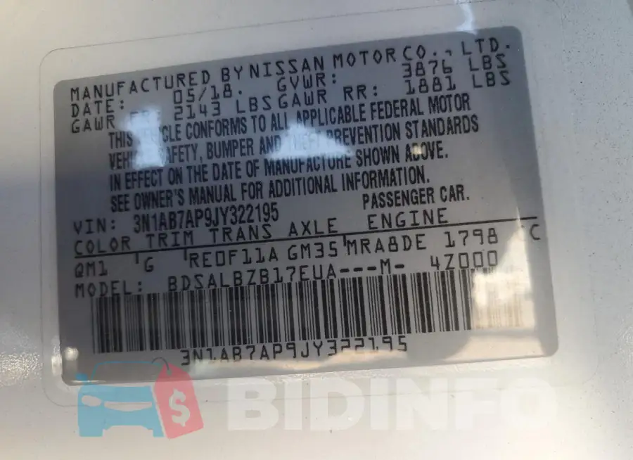 3N1AB7AP9JY322195 Photo# 13