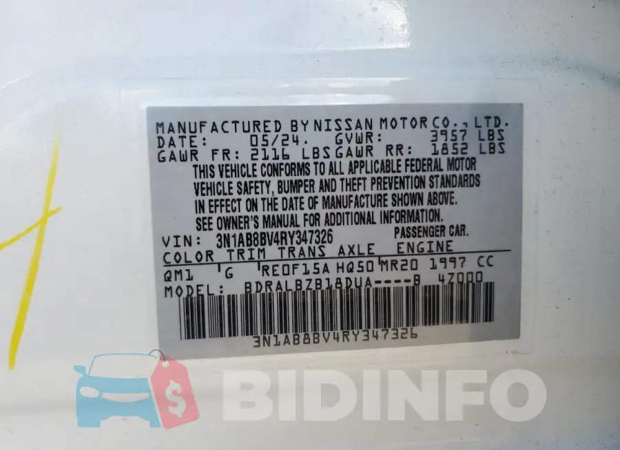 3N1AB8BV4RY347326 Photo# 12