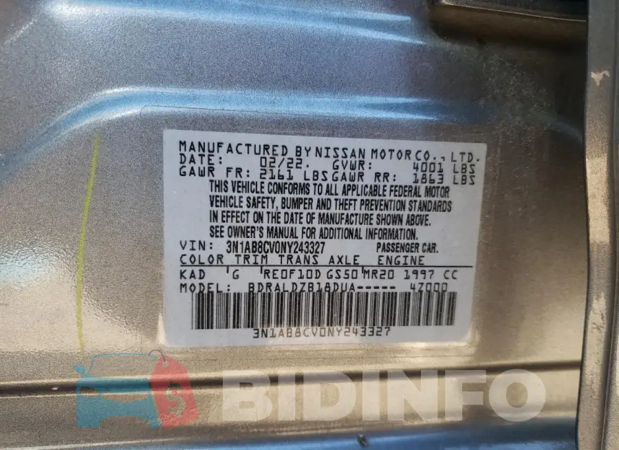 3N1AB8CV0NY243327 Photo# 13