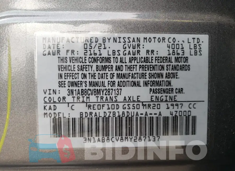 3N1AB8CV8MY287137 Photo# 13