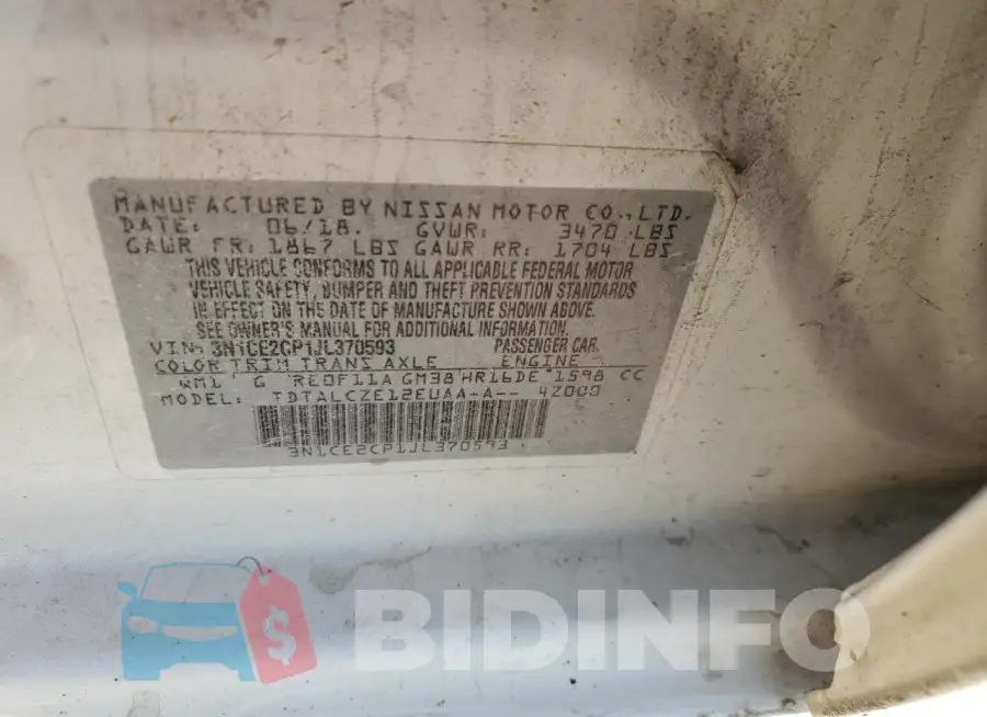 3N1CE2CP1JL370593 Photo# 12
