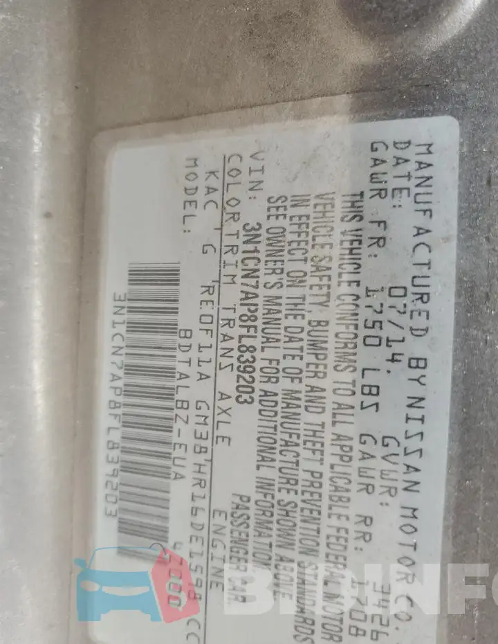 3N1CN7AP8FL839203 Photo# 12