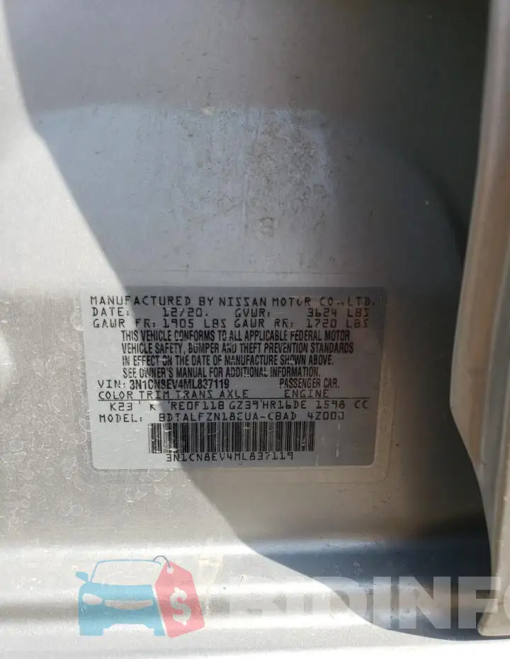3N1CN8EV4ML837119 Photo# 12