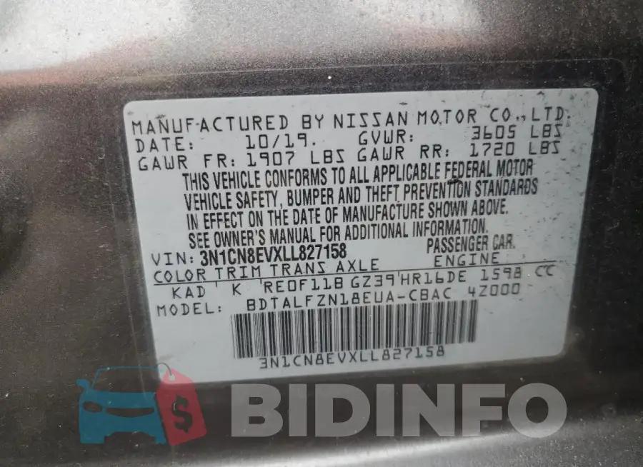 3N1CN8EVXLL827158 Photo# 12