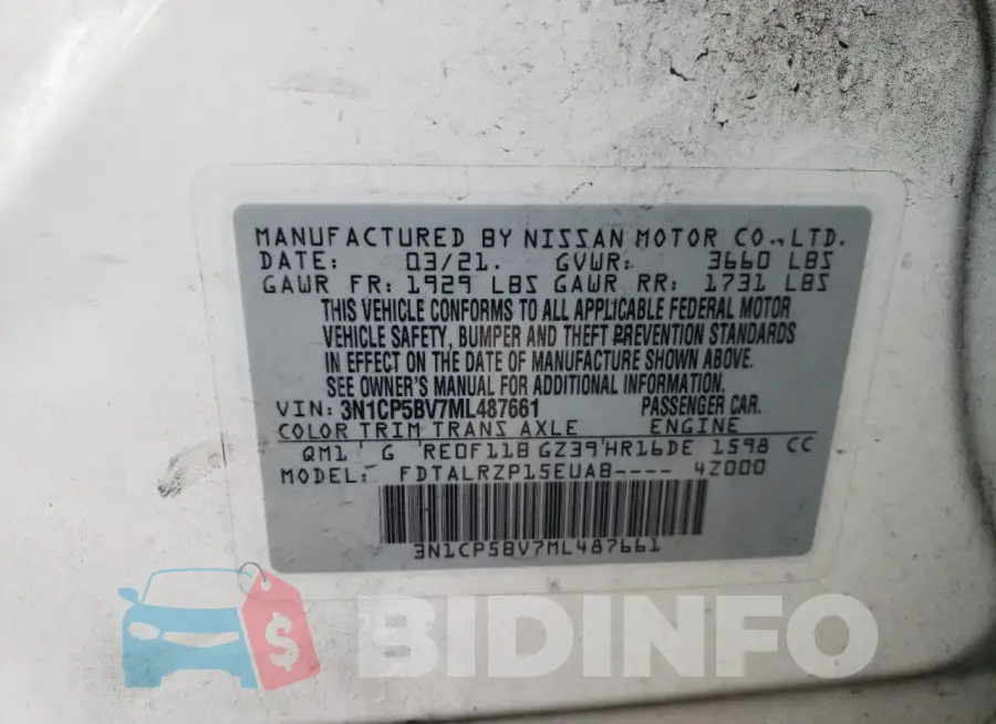 3N1CP5BV7ML487661 Photo# 13