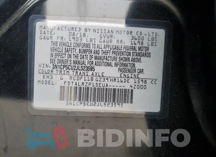 3N1CP5CU2JL523595 Photo# 14