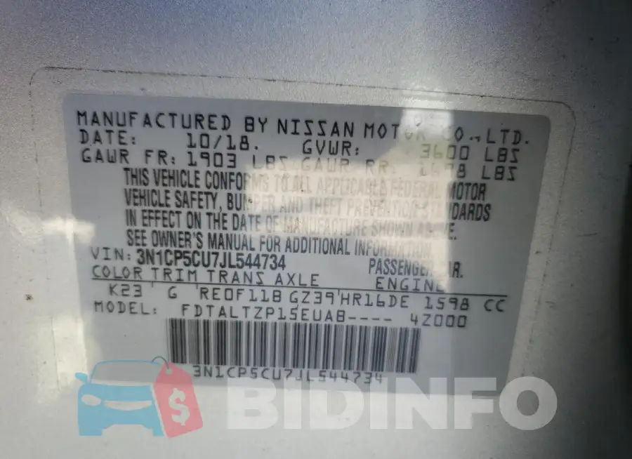 3N1CP5CU7JL544734 Photo# 14