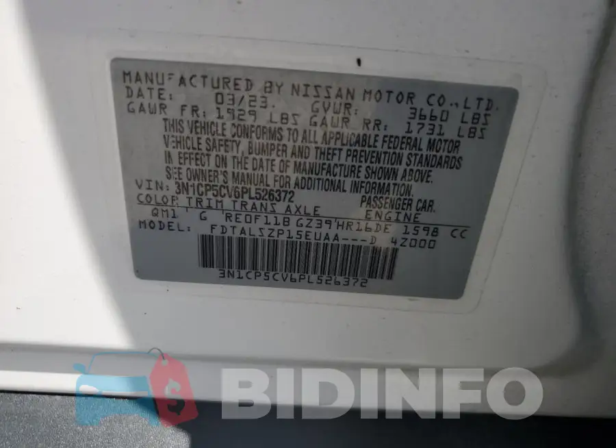 3N1CP5CV6PL526372 Photo# 14