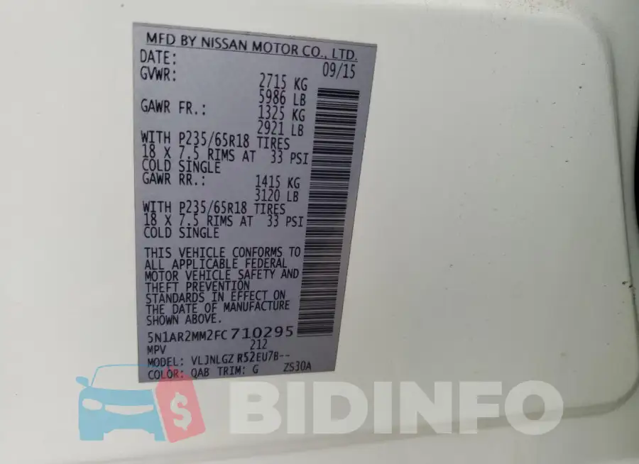 5N1AR2MM2FC710295 Photo# 12