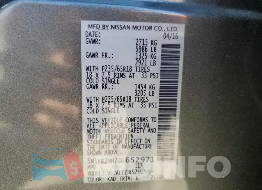 5N1AR2MN7GC652971 Photo# 12