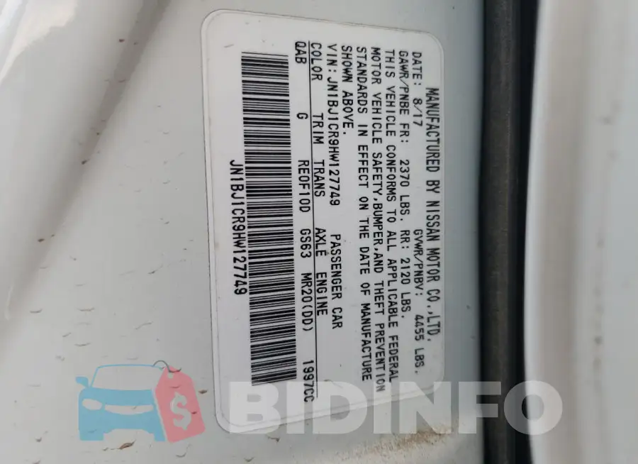JN1BJ1CR9HW127749 Photo# 14