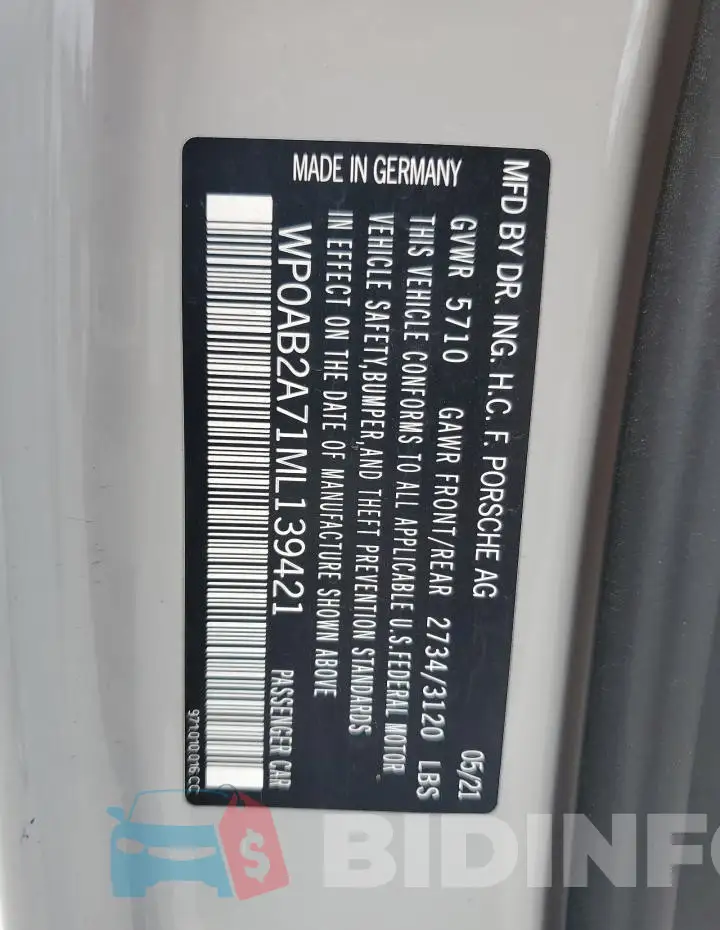 WP0AB2A71ML139421 Photo# 13