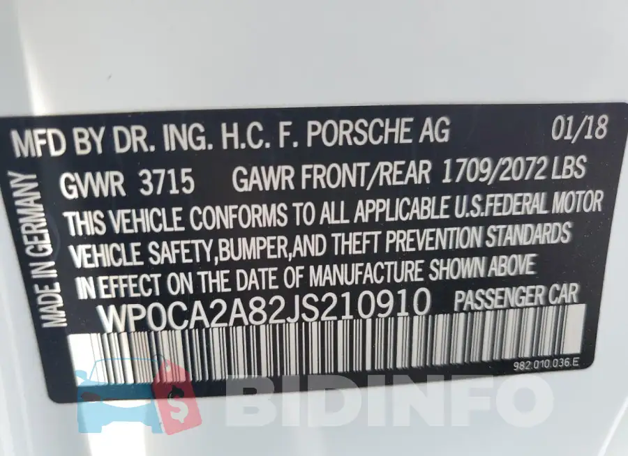 WP0CA2A82JS210910 Photo# 13