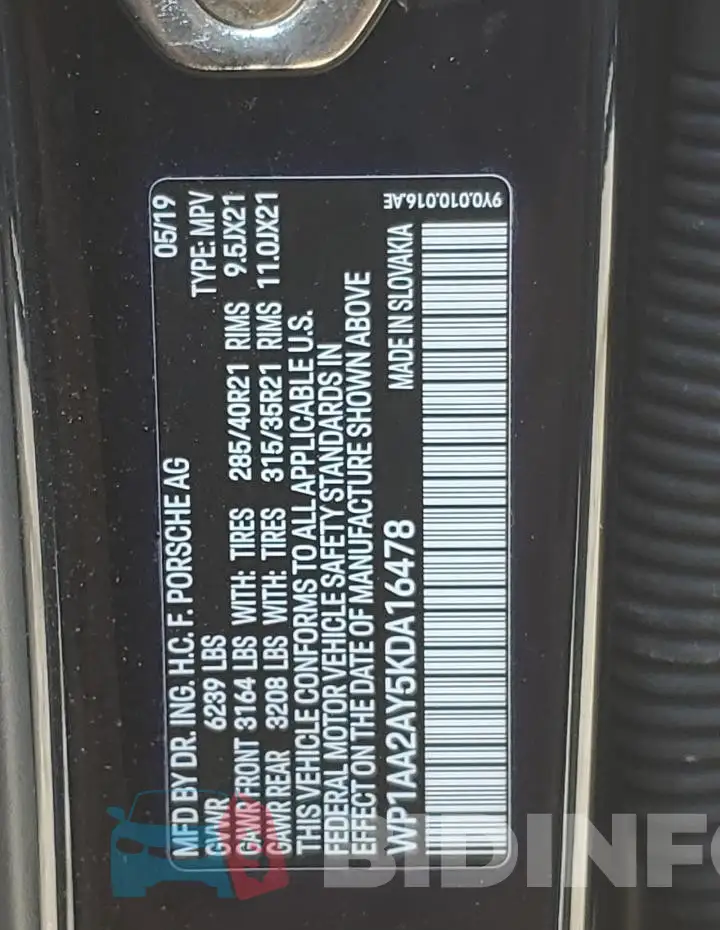 WP1AA2AY5KDA16478 Photo# 13