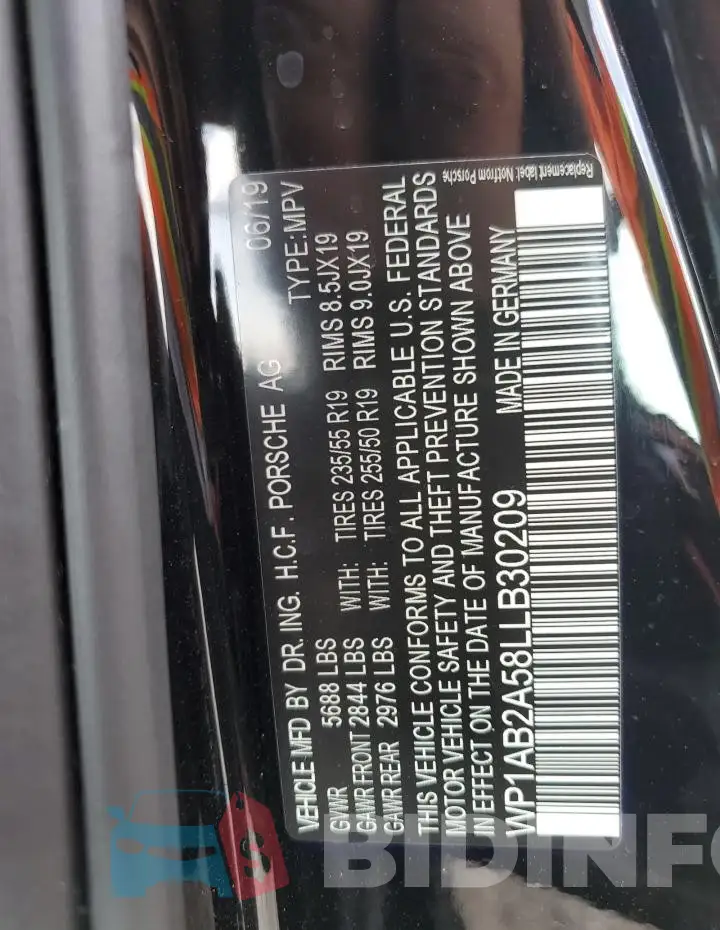 WP1AB2A58LLB30209 Photo# 13