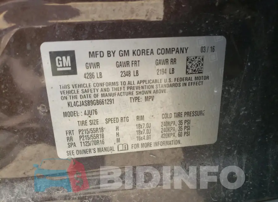 KL4CJASB9GB661291 Photo# 14