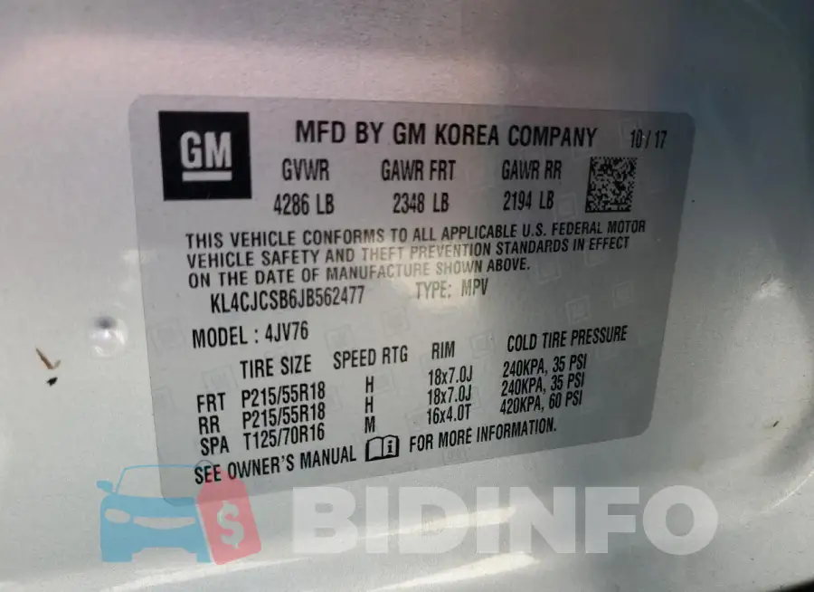 KL4CJCSB6JB562477 Photo# 14