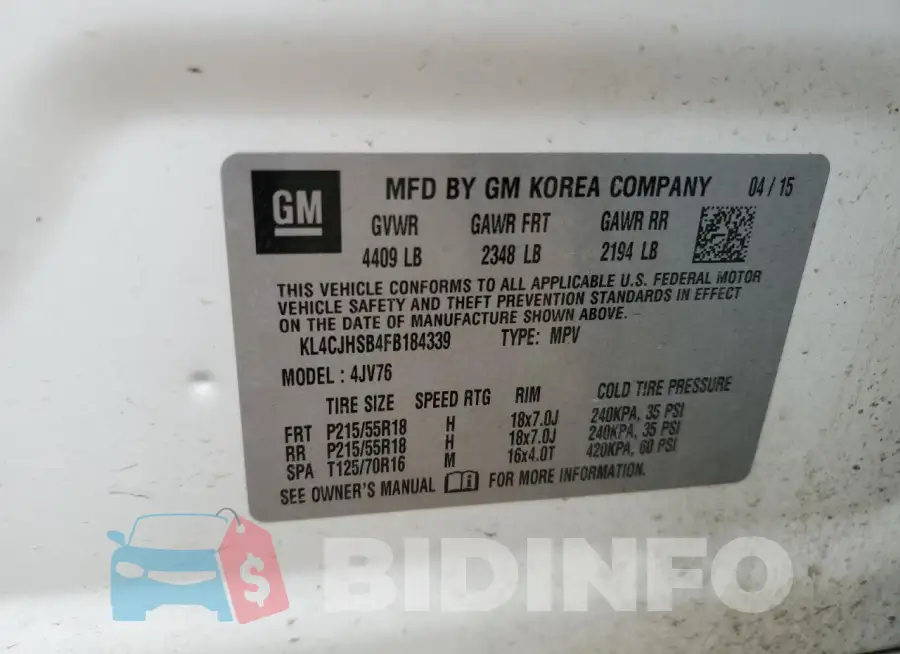 KL4CJHSB4FB184339 Photo# 13