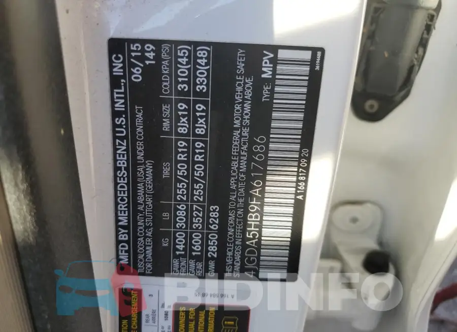 4JGDA5HB9FA617686 Photo# 13