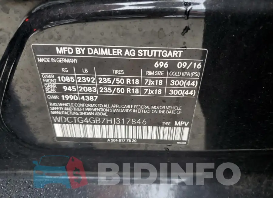 WDCTG4GB7HJ317846 Photo# 13