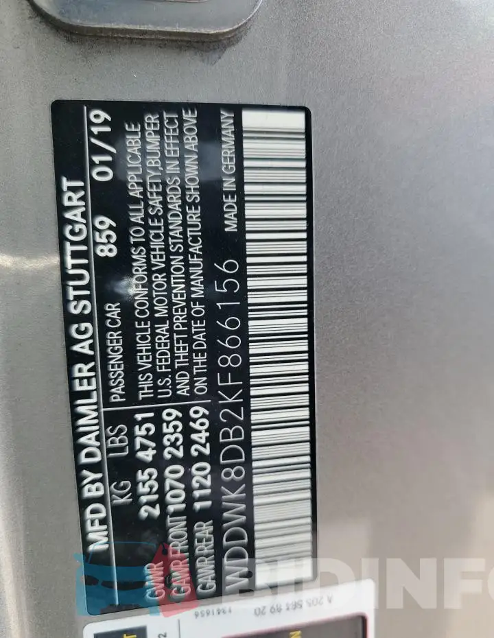 WDDWK8DB2KF866156 Photo# 12