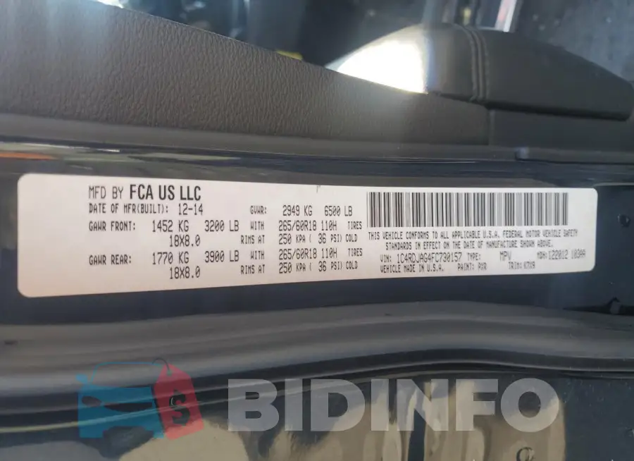 1C4RDJAG4FC730157 Photo# 14