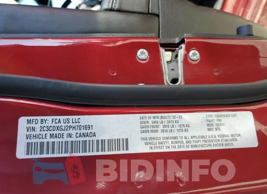 2C3CDXGJ2PH701691 Photo# 12