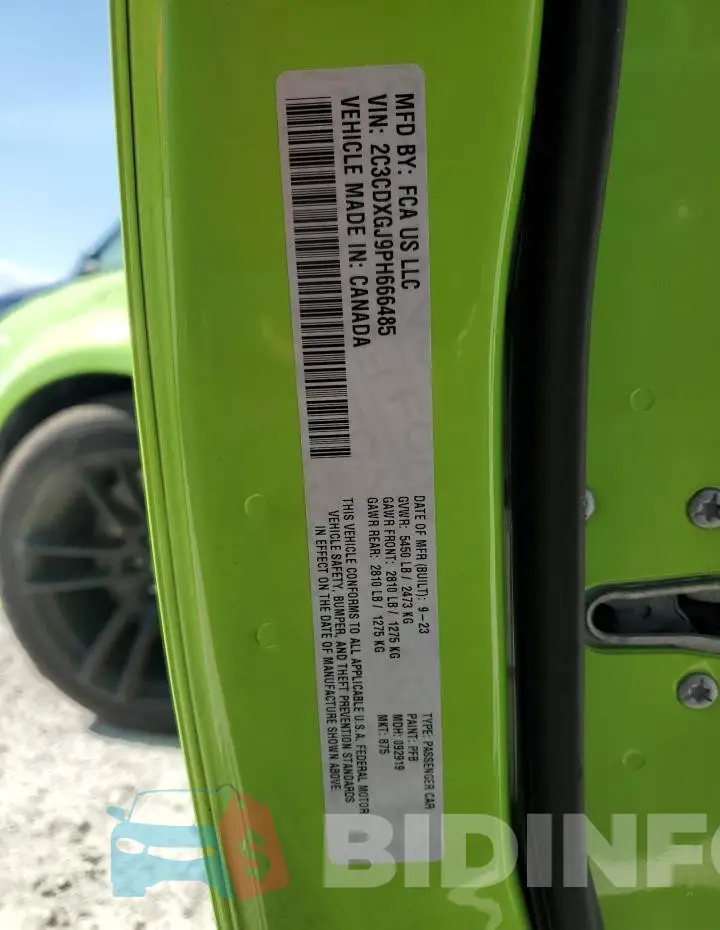2C3CDXGJ9PH666485 Photo# 12