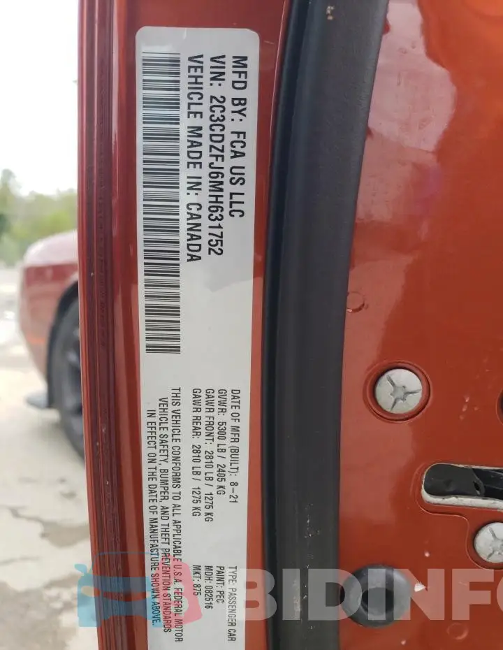 2C3CDZFJ6MH631752 Photo# 13