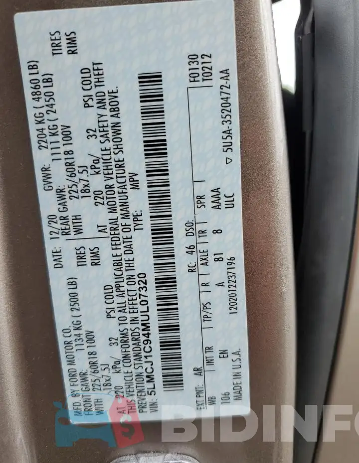 5LMCJ1C94MUL07320 Photo# 13