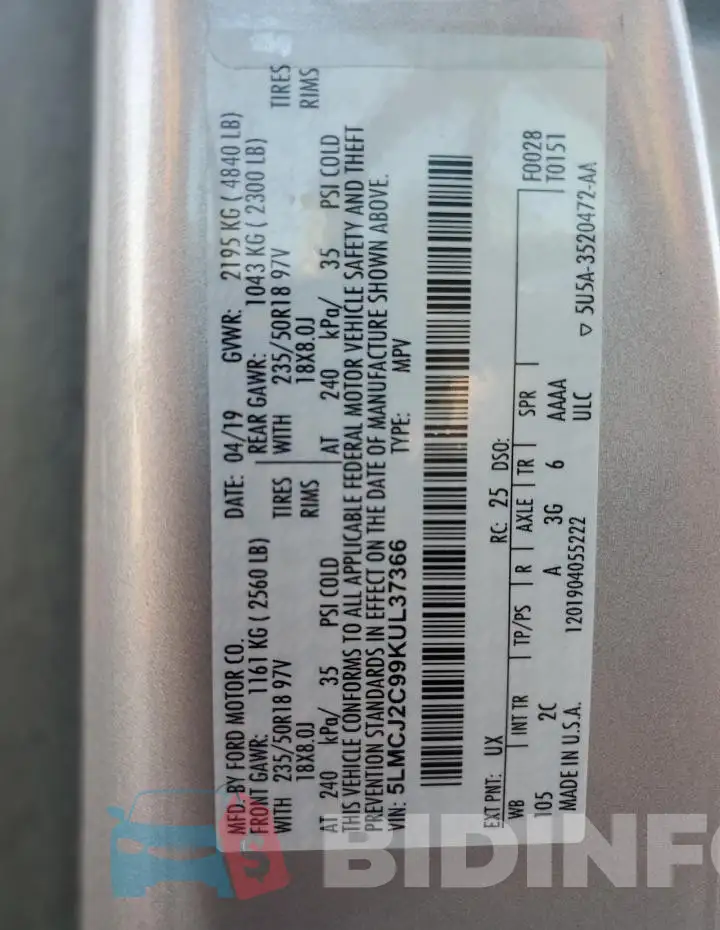 5LMCJ2C99KUL37366 Photo# 13